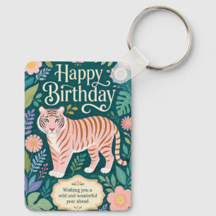 Chaveiro Aventura de Aniversário do Tigre Rosa Selvagem