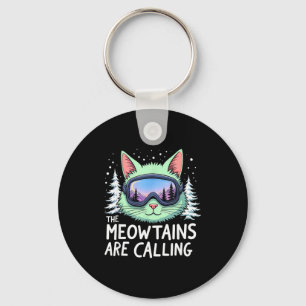 Chaveiro Aventura de esqui de gato as montanhas estão chama