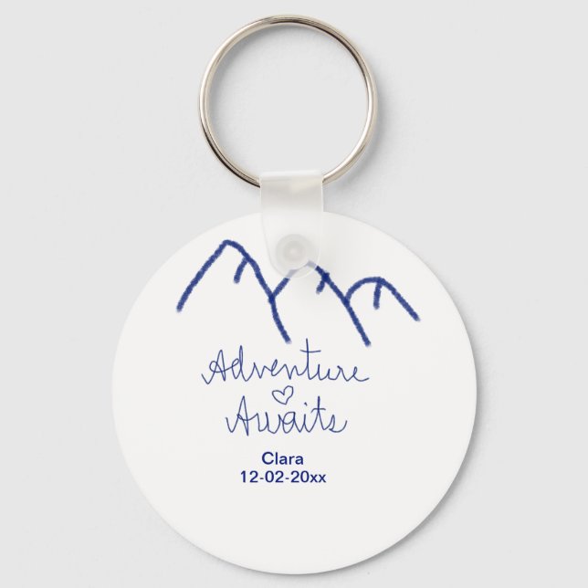 Chaveiro Aventura espera coração de montanha azul adicionar (Frente)