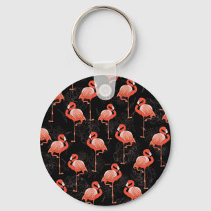 Chaveiro Aves Flamingos: Design de têxteis de vindima