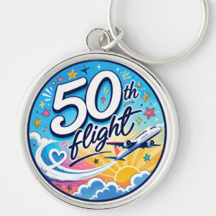 Chaveiro avião de 50º voo colorido souvenir