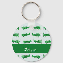 Chaveiro Aviões voadores verdes em azul