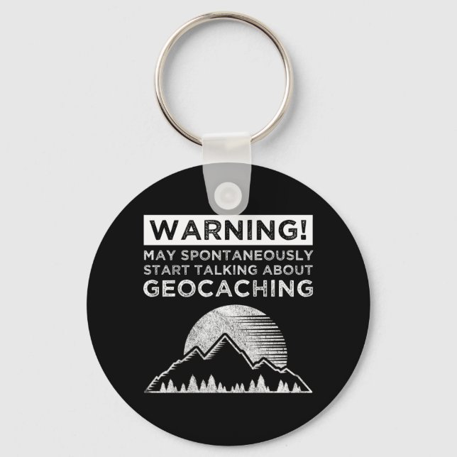 Chaveiro Aviso! Pode começar a falar sobre o Geocaching (Frente)