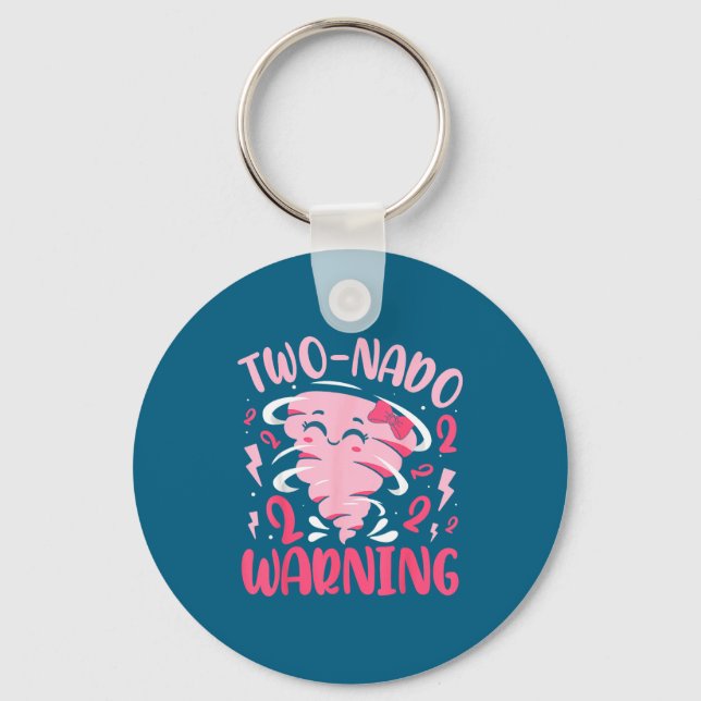 Chaveiro Avisos de Tornado Duplo para Crianças 2º Aniversár (Frente)