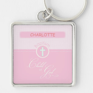 Chaveiro Avô Baptism, Nome Personalizado, Criança Rosa o