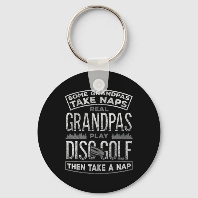 Chaveiro Avô de Golfe de Disco Engraçado Dia dos Pais Golfe (Frente)
