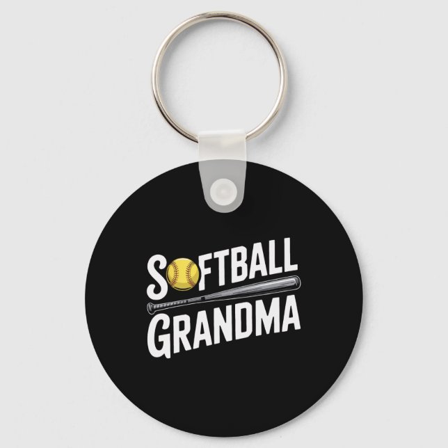 Chaveiro Avó de Softball Apoiando Cada Arremesso Fã de Soft (Frente)