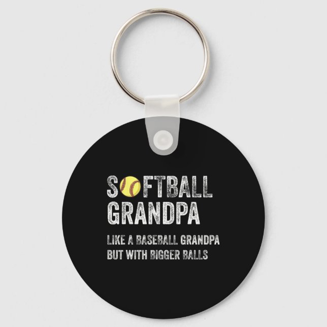 Chaveiro Avô de Softbol Como um Avô de Beisebol com Maior (Frente)