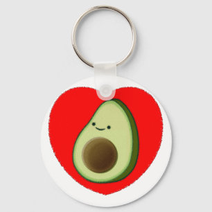 Chaveiro Avocado Bonito No Coração Vermelho