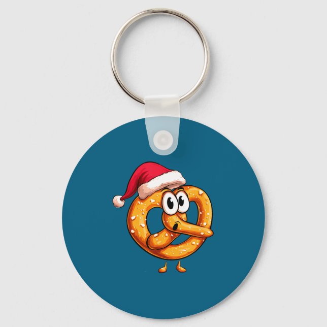 Chaveiro Awesome Festive Pretzel With Santa Claus Hat Costu (Frente)
