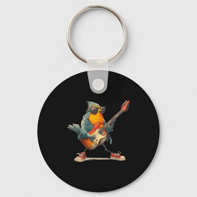 Chaveiro Awesome Robin Bird With Electric Guitar For Boys A (Frente)