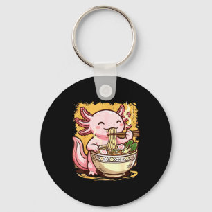 Chaveiro Axolote comendo macarrão Ramen 