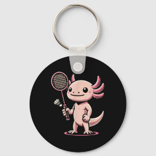 Chaveiro Axolote Jogando Badminton Jogador Peteca Esporte 