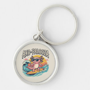 Chaveiro Axolotl Axo-Palooza paródia estilo anos 90 de prai
