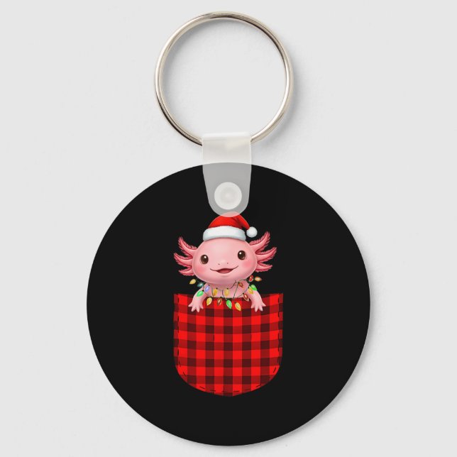 Chaveiro Axolotl Buffalo Red Plaid Cket Christmas Funny Men (Frente)