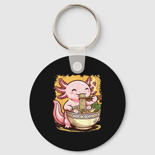 Chaveiro Axolotl Eating Ramen Noodles  (Frente)