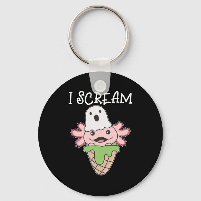 Chaveiro Axolotl Halloween Ghost I Gritar Ice Pun (Frente)