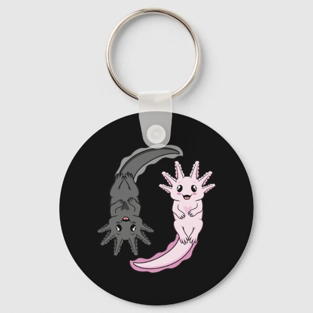 Chaveiro Axolotl Yin Yang Kawaii Animal Axolotls Lover Owne (Frente)