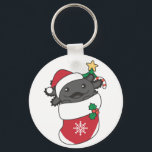 Chaveiro Axolotls Christmas Snow Winter Animal Axolotls Key<br><div class="desc">O axolotl no Natal com um chapéu de Papai Noel. Animais engraçados com estocagem de Natal e neve para as férias. Os Axolotls são animais bonitos e perfeitos para o Natal.</div>