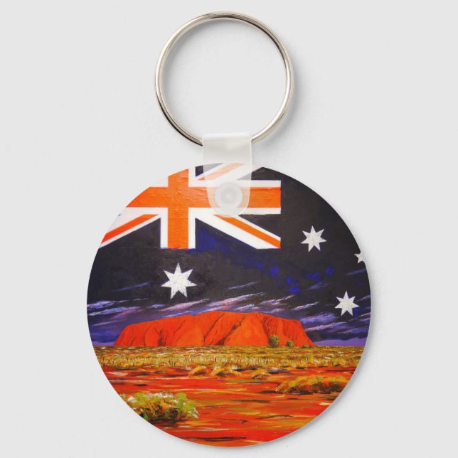 Chaveiro Ayers rock e bandeira australiana (Frente)