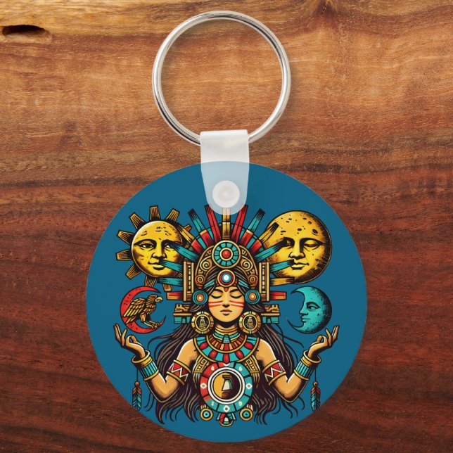 Chaveiro Aztec Índia, princesa moda-sol Arte popular (Frente)