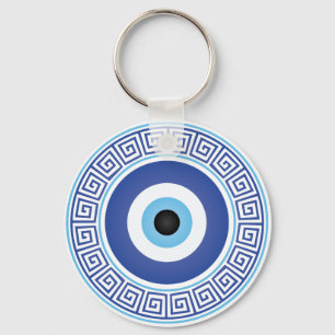 Chaveiro Aztec Mau de Chave do Círculo Grego Azul Branco