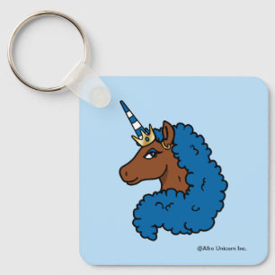 Chaveiro Azul Afro Unicorn