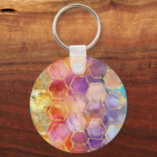 Chaveiro Azul Água Roxo Verde Rosa Dourado Favo de Mel