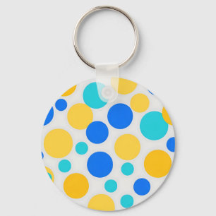 Chaveiro Azul Amarelo Turquesa Pontos Polca