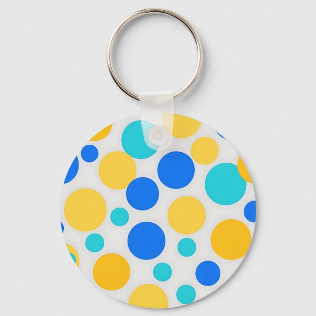 Chaveiro Azul Amarelo Turquesa Pontos Polca (Frente)