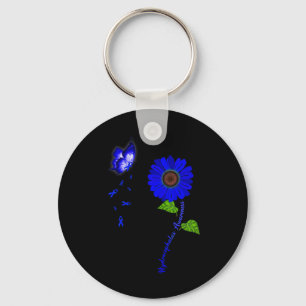 Chaveiro Azul Borboleta Azul Fita de Girassol