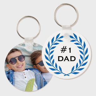 Chaveiro Azul de Fotografia Personalizada Laurel Wreath do