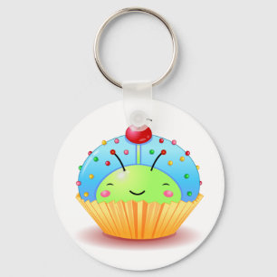Chaveiro azul do cupcake do joaninha