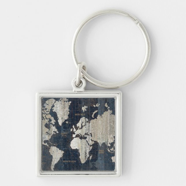 Chaveiro Azul do mapa de Velho Mundo (Frente)