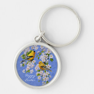 Chaveiro Azul dourado e flores