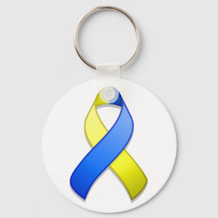 Chaveiro azul e amarelo da fita da consciência