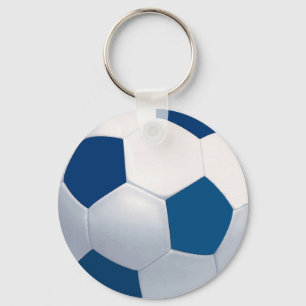 Chaveiro azul e branco da bola de futebol