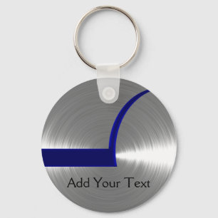 Chaveiro Azul e metal escovado prata