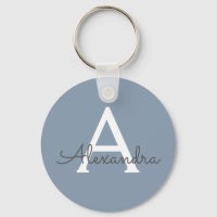 Azul empoeirado e Monograma Branco
