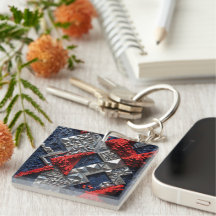 Azul Escuro Vermelho Vibrante Prata Micro Mosaico
