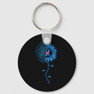 Chaveiro Azul Fita Girassol Novembro Sensibilização para Di