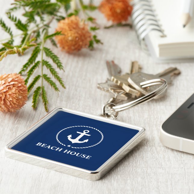 Chaveiro Azul Marinho ancorador da Casa da Praia Náutica (Lateral)