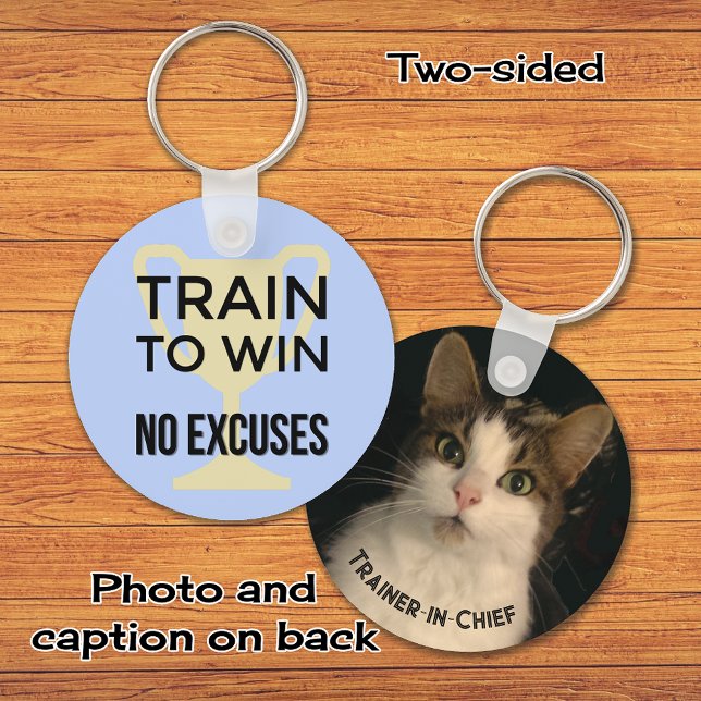 Chaveiro Azul motivado por fotografia de uma citação despor (Criador carregado)