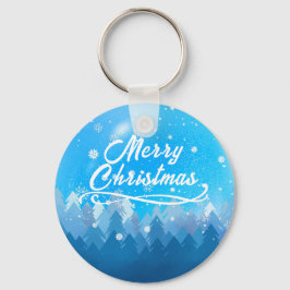 Chaveiro Azul Neve Branca Floresta Pacífica Feliz Natal