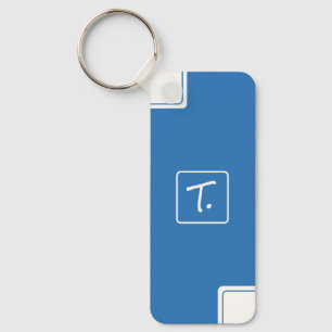 Chaveiro Azul Oceano Minimalista com Monograma Branco