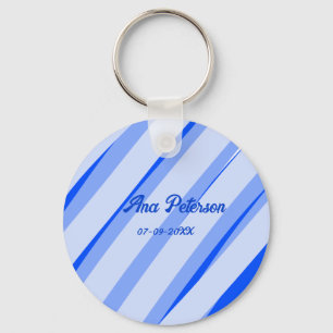 Chaveiro Azul pastel adicionar nome data boho retro padrão