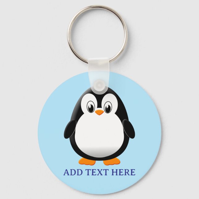 Chaveiro Azul Personalizado de Cartoon Pinguim Cujo (Verso)