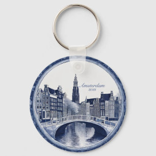 Chaveiro Azul Personalizado Delft Amsterdã Lembrança