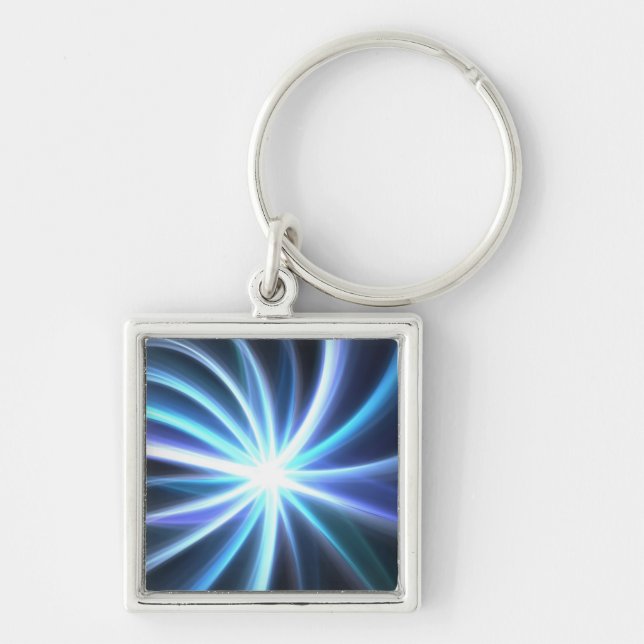 Chaveiro Azul que brilha o Fractal solar Starburst (Frente)