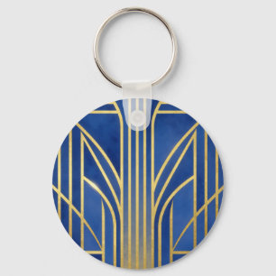 Chaveiro Azul Real Ouro Art Deco